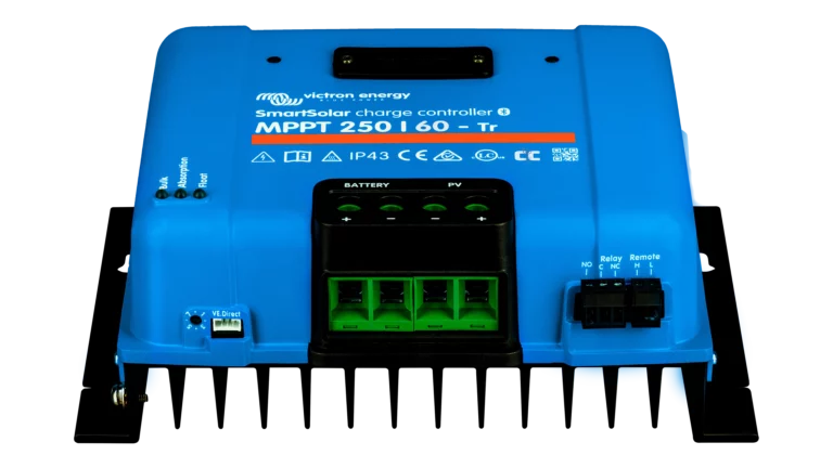 High quality photo of the Victron - SCC125060221 - SmartSolar MPPT VE.Direct Charge Controller-150V 70A - Top Angle View. Photographed by Current Connected