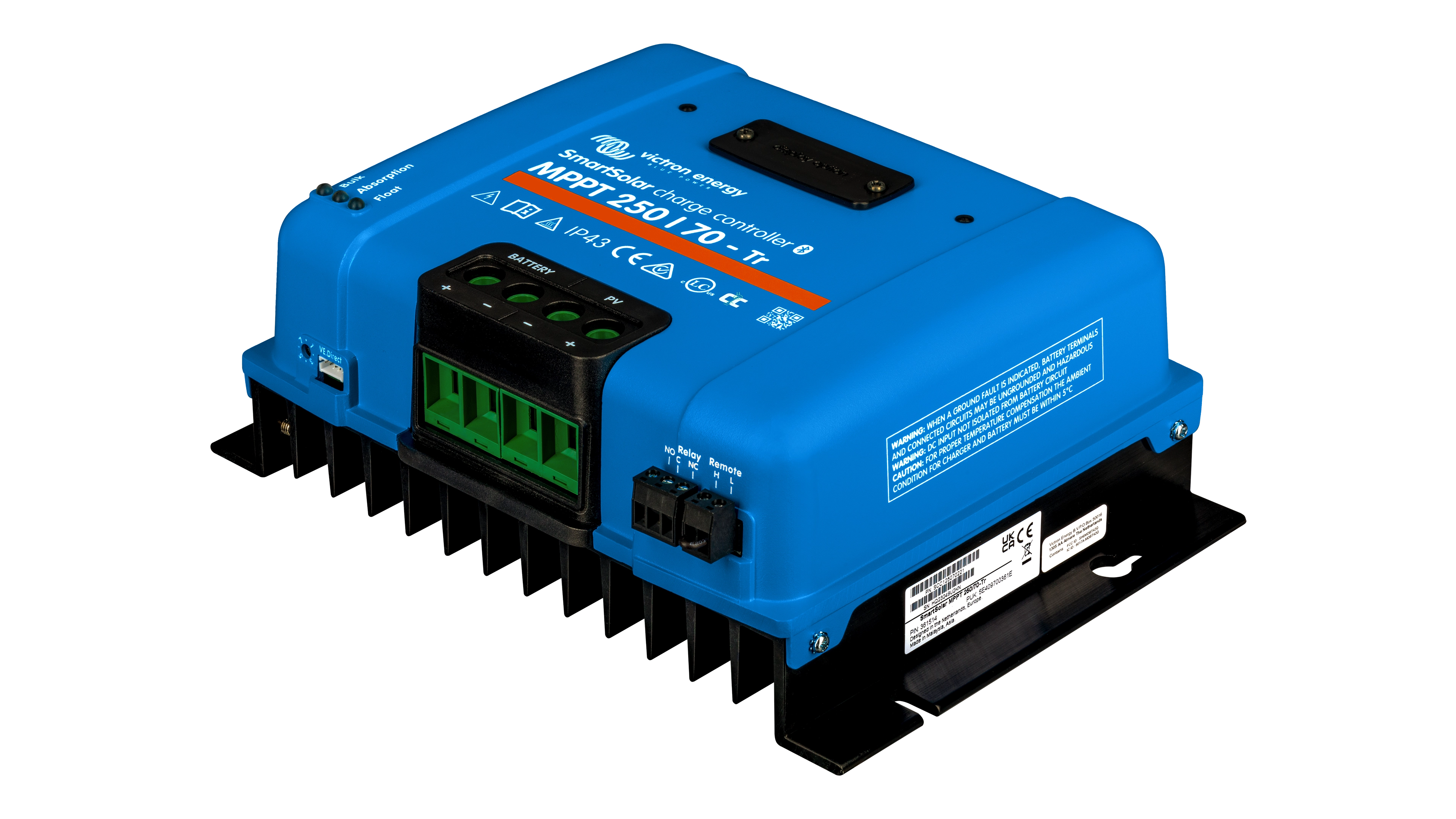 Victron - SCC115070211 - SmartSolar MPPT VE.Direct Charge Controller-150V 70A - Angled Right View High quality photo of the Victron - SCC115070211 - SmartSolar MPPT VE.Direct Charge Controller-150V 70A - Angled Right View. Photographed by Current Connected