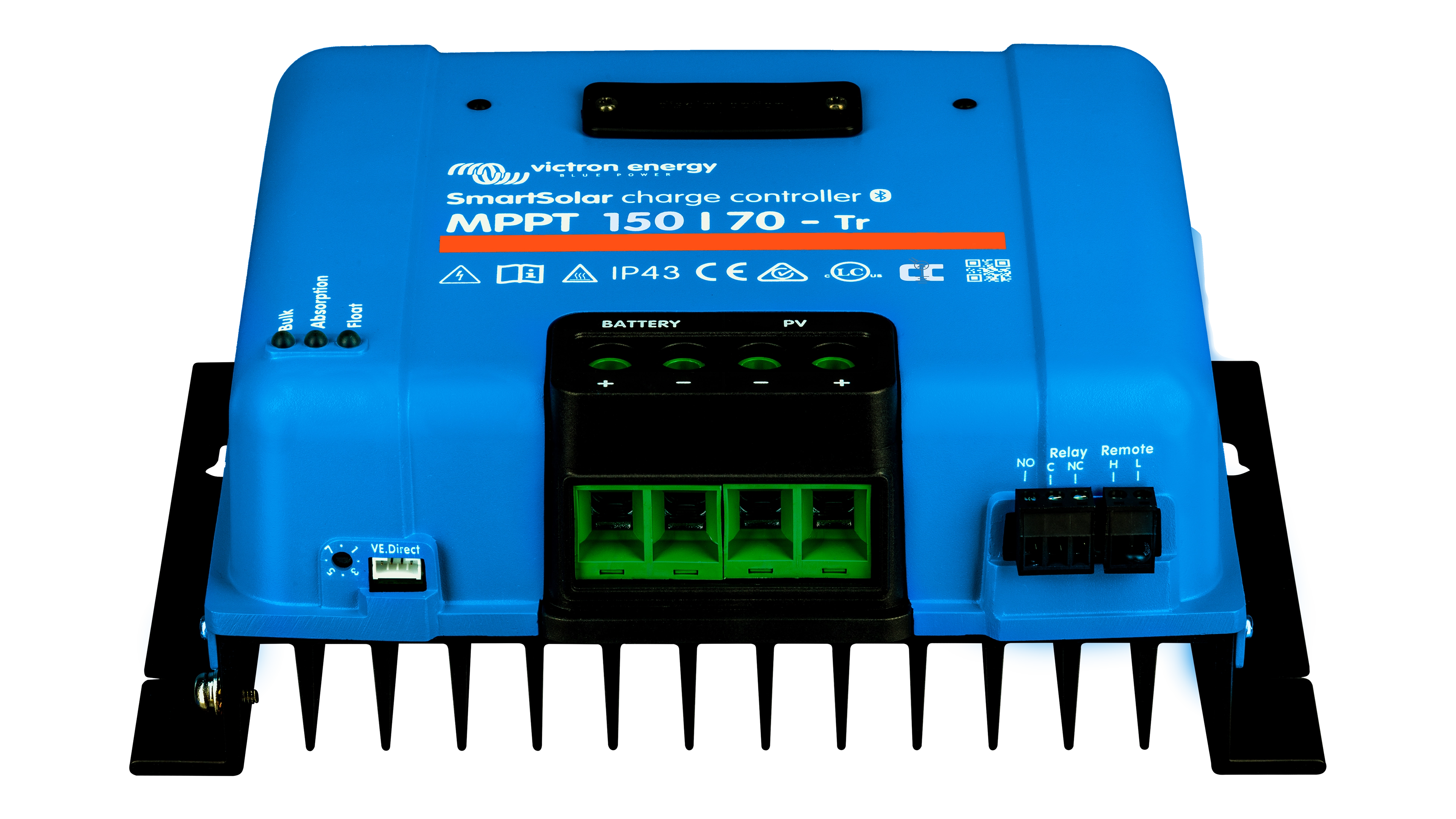 Victron - SCC115070211 - SmartSolar MPPT VE.Direct Charge Controller-150V 70A - Front Angle View High quality photo of the Victron - SCC115070211 - SmartSolar MPPT VE.Direct Charge Controller-150V 70A - Front Angle View. Photographed by Current Connected
