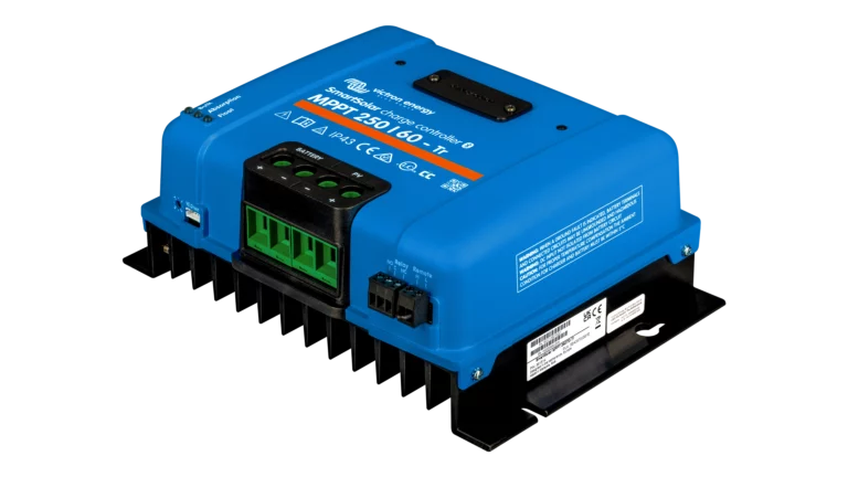 High quality photo of the Victron - SCC125060221 - SmartSolar MPPT VE.Direct Charge Controller-250V 60A - Angled Right View. Photographed by Current Connected