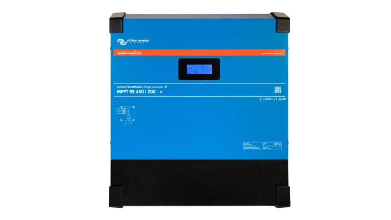 High quality photo of the Victron - SCC145120410 - MPPT RS 450V SmartSolar Charge Controller - 200A TR - Front View. Photographed by Current Connected