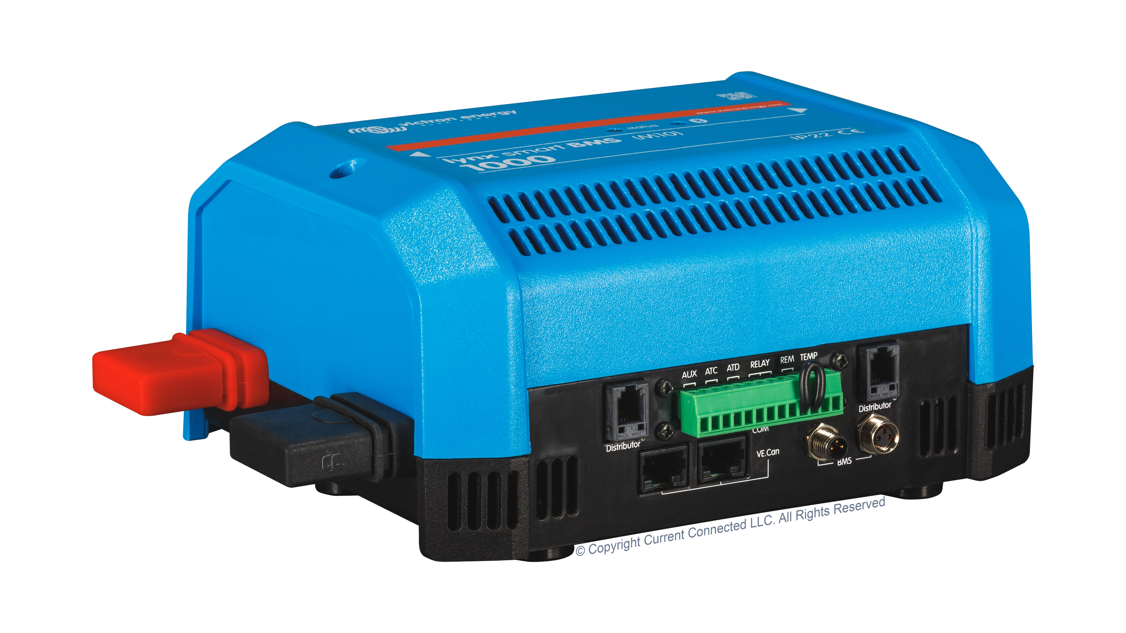 High quality photo of the Victron - LYN034170310 - Lynx BMS 1000 NG (M10) - Angled Left View. Photographed by Current Connected