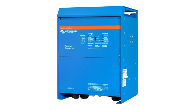 High quality photo of the Victron - QUA125021100 - 12V Quattro 5kVA 120V Inverter 220A Charger - Right View. Photographed by Current Connected