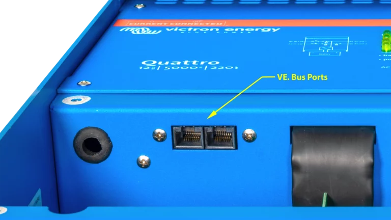 High quality photo of the Victron - QUA125021100 - 12V Quattro 5kVA 120V Inverter 220A Charger - Com Ports. Photographed by Current Connected