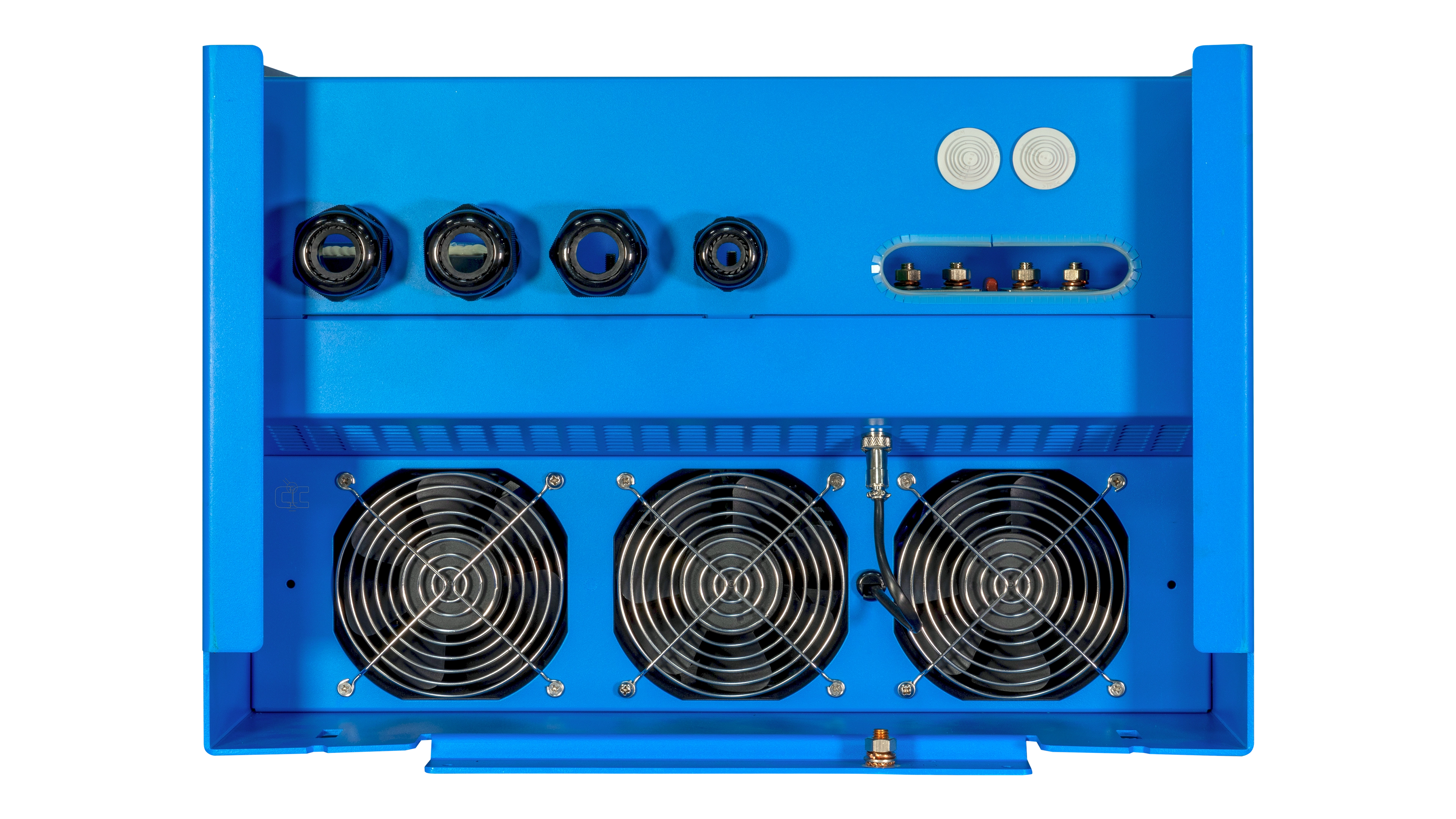 Victron - QUA483150100 - 48V Quattro 15kVA 277V Inverter 200A Charger - Bottom View High quality photo of the Victron - QUA483150100 - 48V Quattro 15kVA 277V Inverter 200A Charger - Bottom View. Photographed by Current Connected