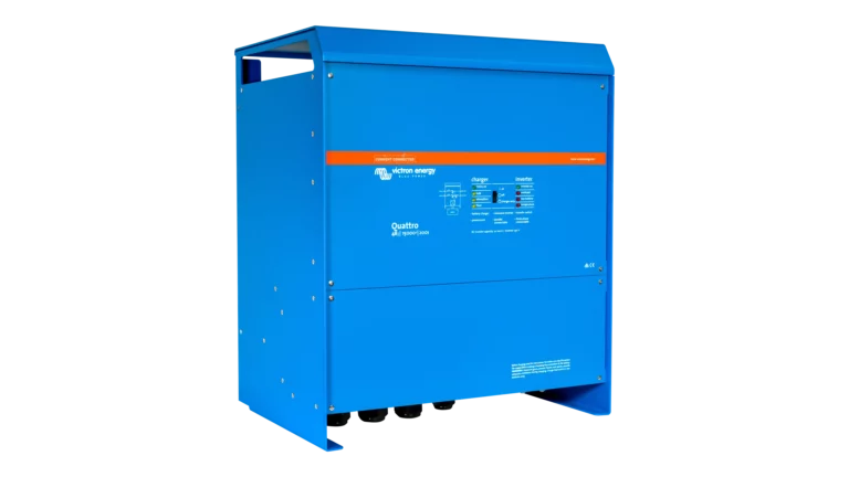 High quality photo of the Victron - QUA483150100 - 48V Quattro 15kVA 277V Inverter 200A Charger - Left View. Photographed by Current Connected