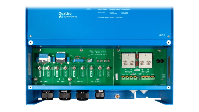 High quality photo of the Victron - QUA483150100 - 48V Quattro 15kVA 277V Inverter 200A Charger. Photographed by Current Connected