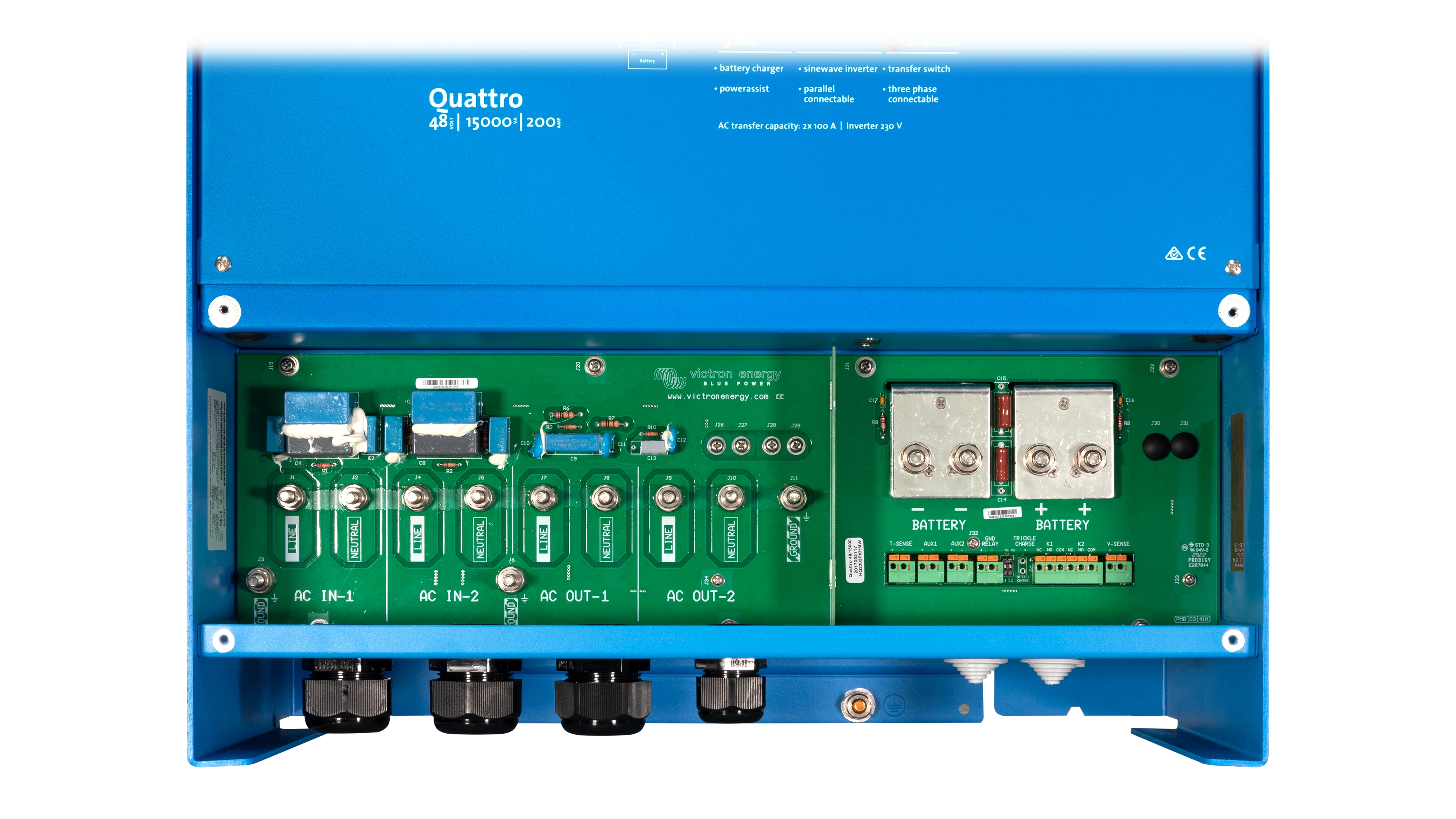 Victron - QUA483150100 - 48V Quattro 15kVA 277V Inverter 200A Charger High quality photo of the Victron - QUA483150100 - 48V Quattro 15kVA 277V Inverter 200A Charger. Photographed by Current Connected