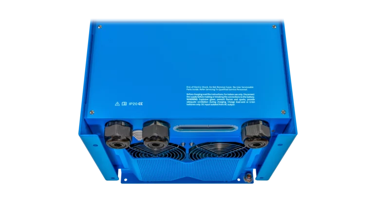 High quality photo of the Victron - QUA245023110 - 24V Quattro 5kVA 120V Inverter 120A Charger - Bottom View. Photographed by Current Connected
