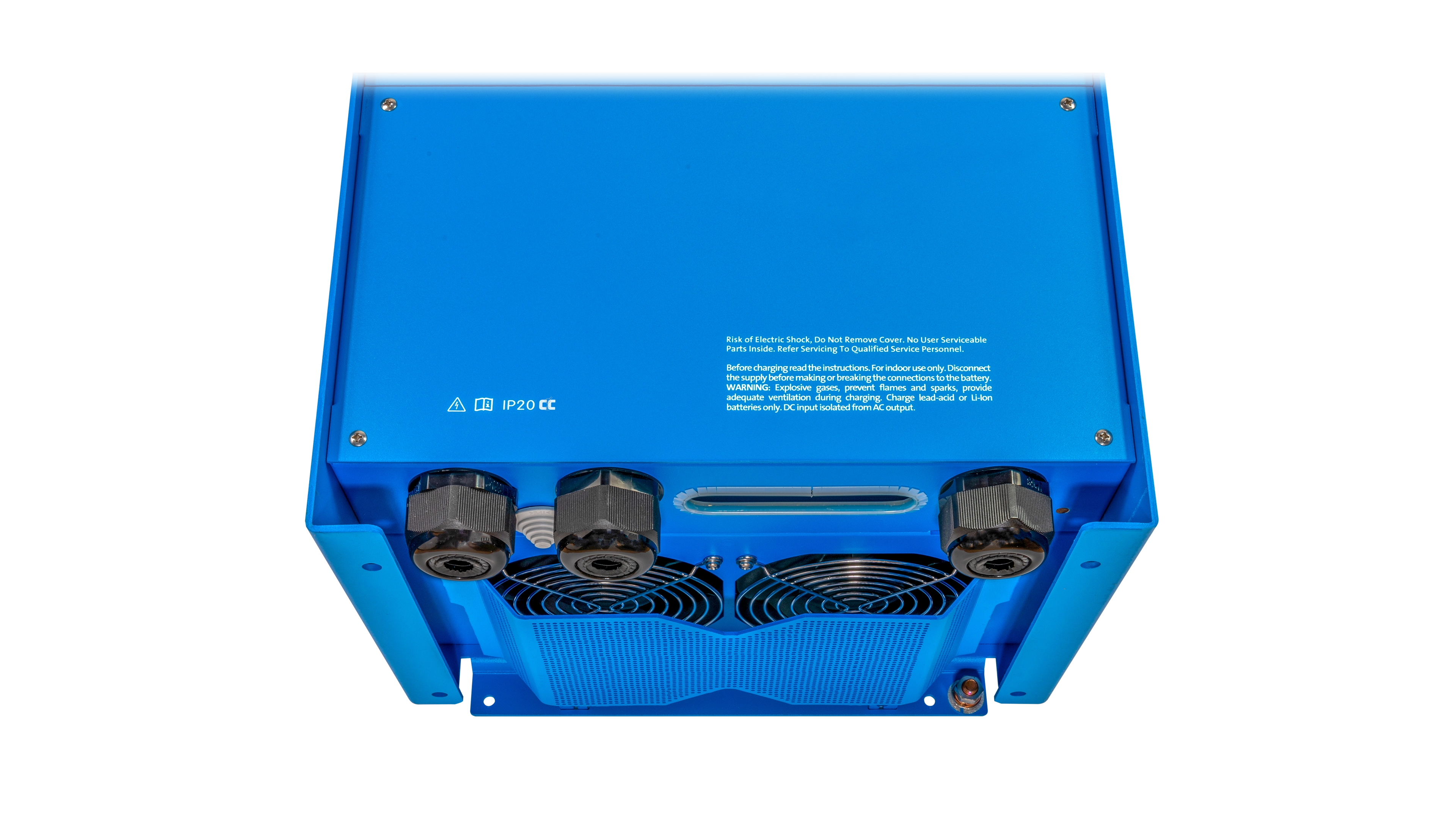 High quality photo of the Victron - QUA245023110 - 24V Quattro 5kVA 120V Inverter 120A Charger - Bottom View. Photographed by Current Connected