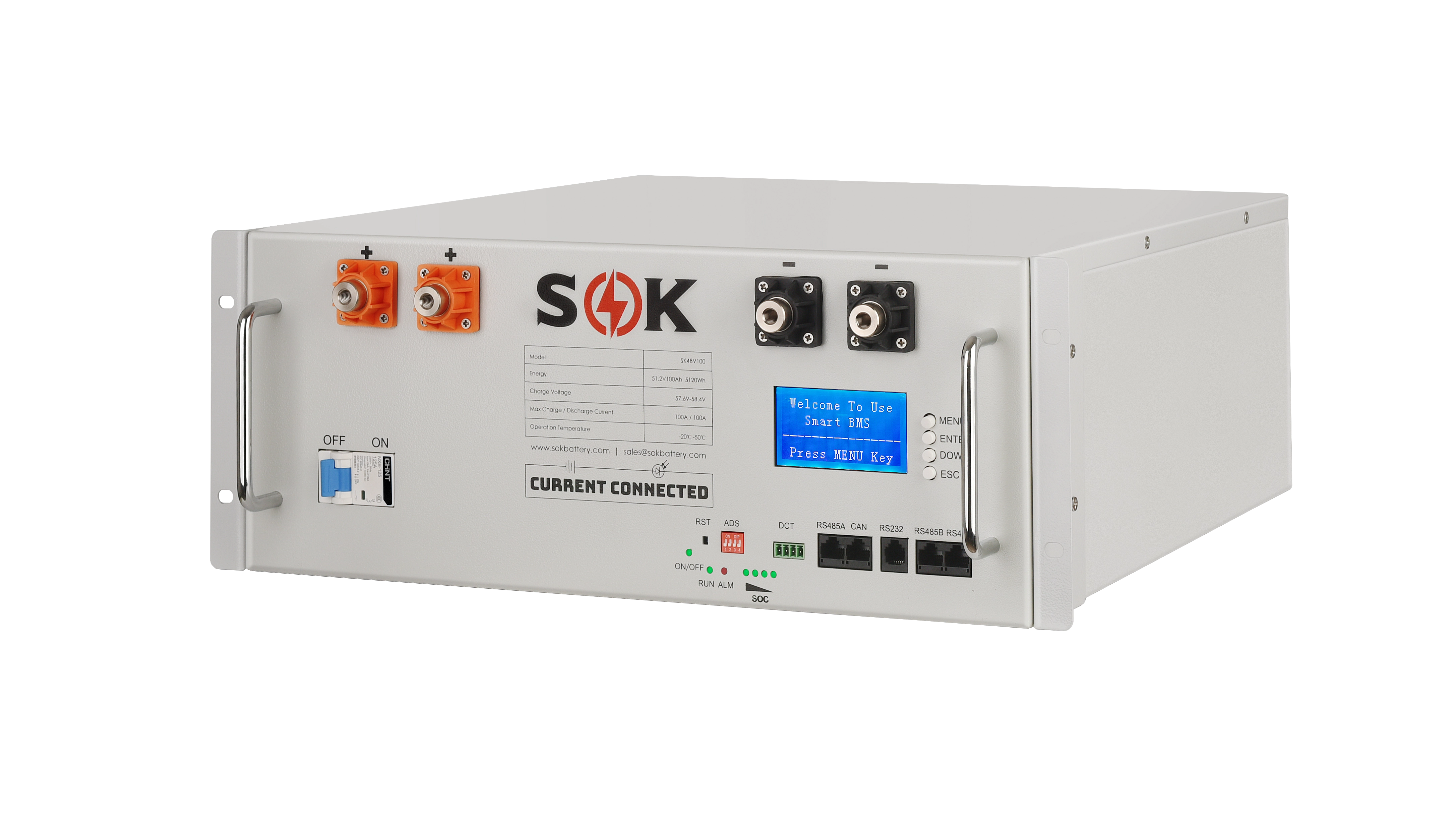 SOK 48V 100Ah PRO Server Rack Battery SK48V100 - Left SOK 48V Server Rack Battery