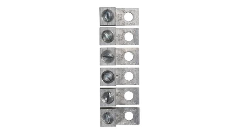 Six-Lug Set for Victron Quattro Inverters. This is a Top-Down display of the six lug set in a vertical line, with no background