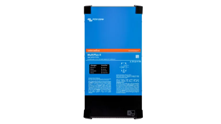 Victron Energy 24V MultiPlus-II 3kVA 2x120V Inverter 70A Charger. This is a Front view display of the inverter by Victron Energy with no background.