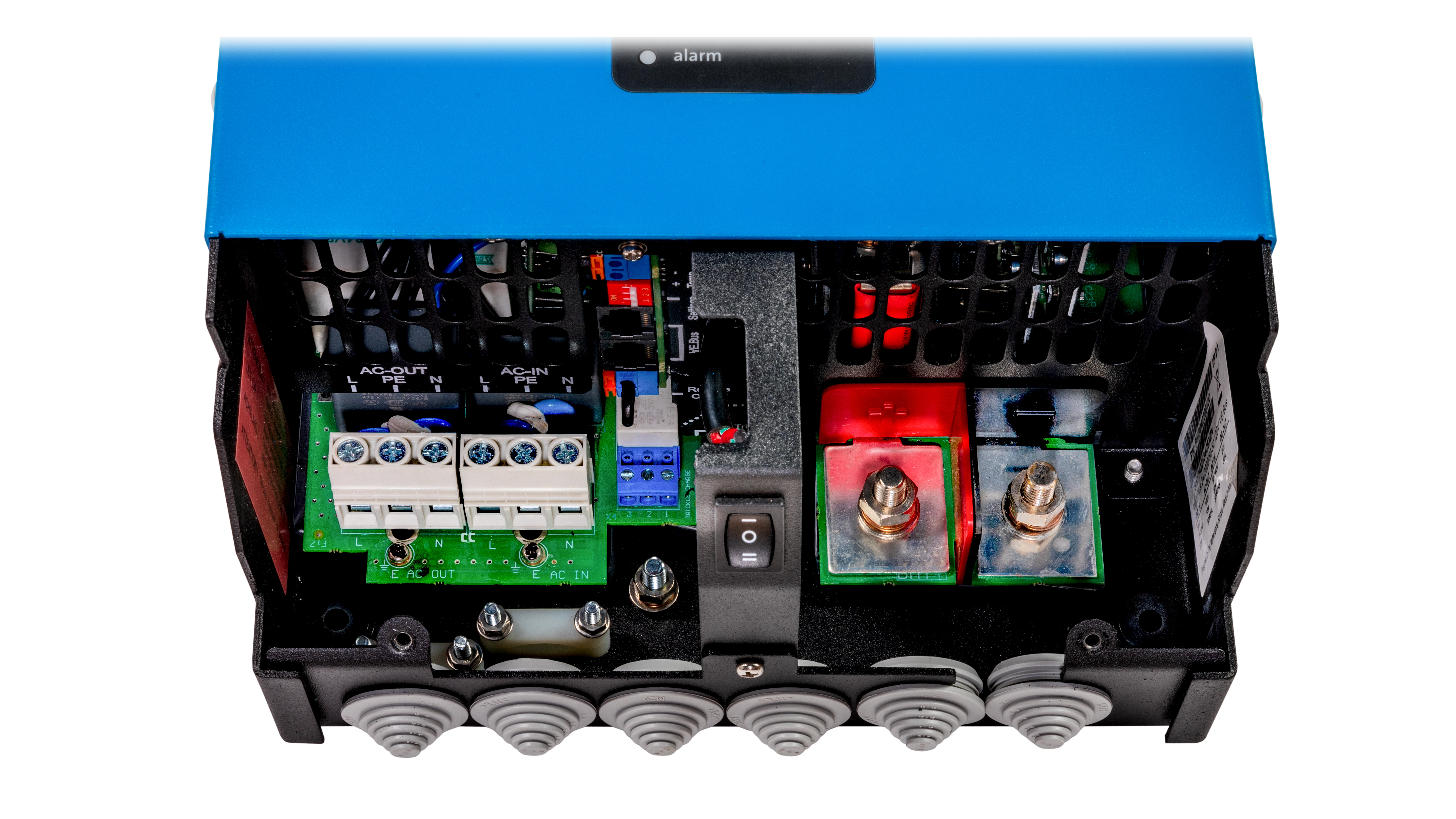 Victron Energy 24V MultiPlus 2kVA 120V Inverter 50A Charger (UL). This is a Internal view display of the inverter by Victron Energy with no background.