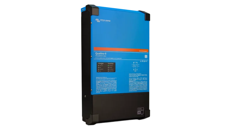 Victron Energy 24V Quattro-II 3kVA 2x120V Inverter 70A Charger. This is a Left view display of the inverter by Victron Energy with no background.