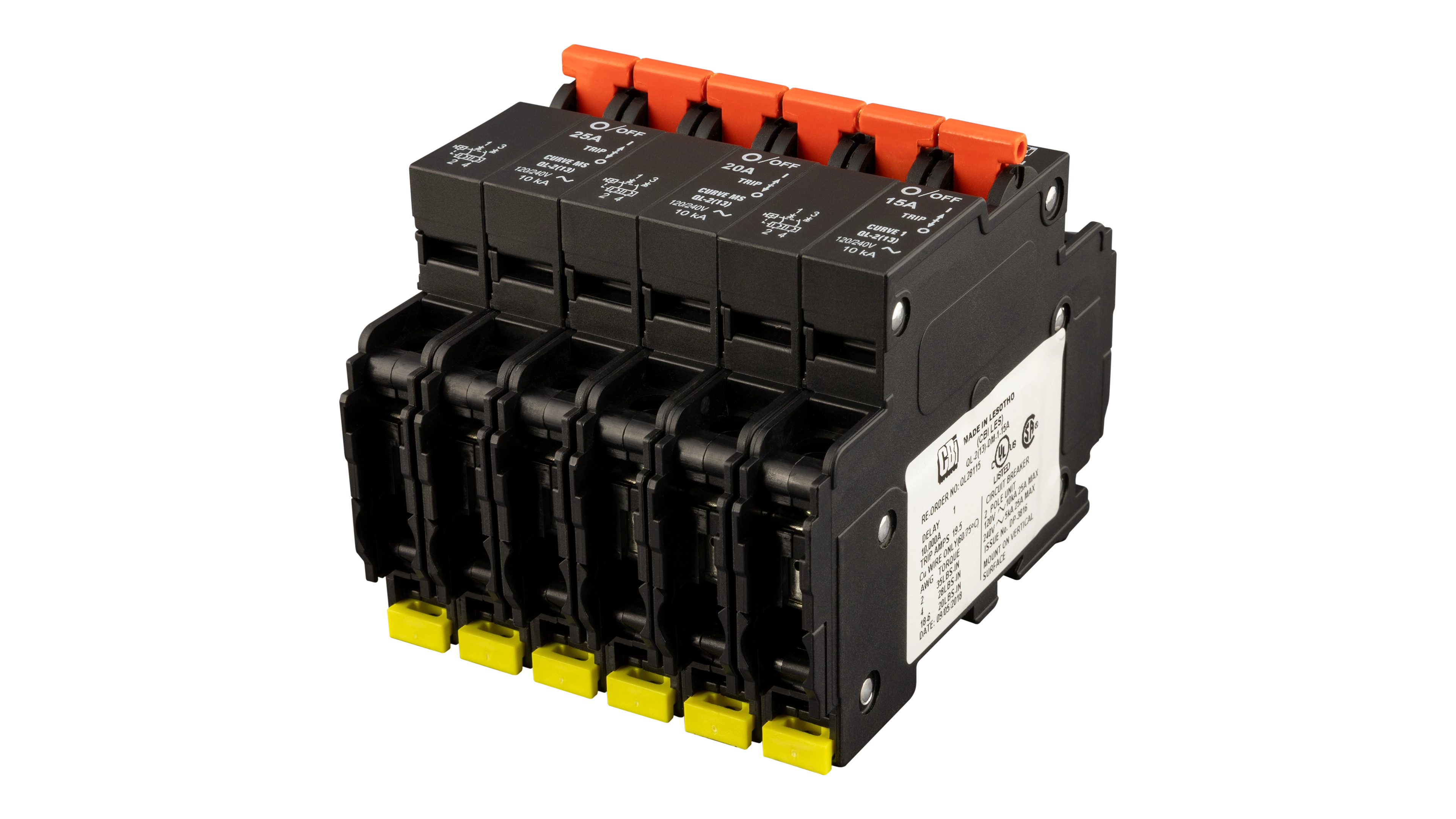 Three Pairs 15-20-25 copy MNEAC-2P circuit breakers