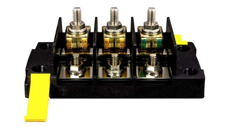 High quality photo of the Blue Sea Systems - 5194 MRBF - Surface Mount Fuse Block - Front View. Photographed by Current Connected.