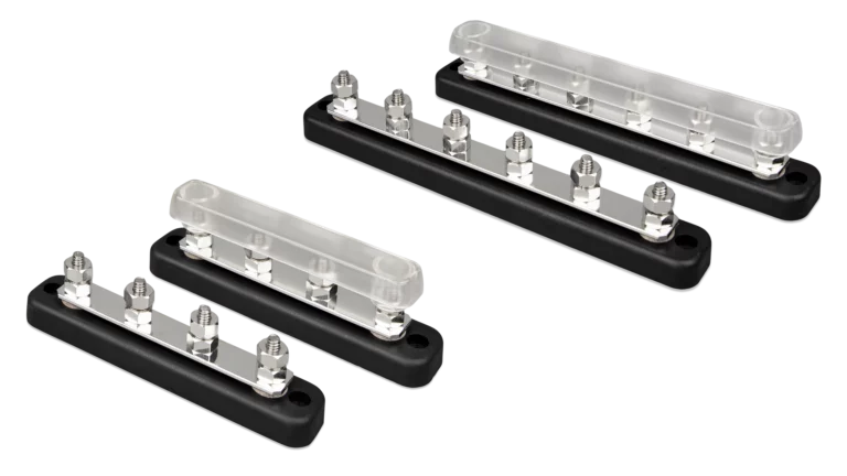 Victron Busbar 150A with Cover, 4 Position or 6 Position Options, 1/4inch Terminal Diameter