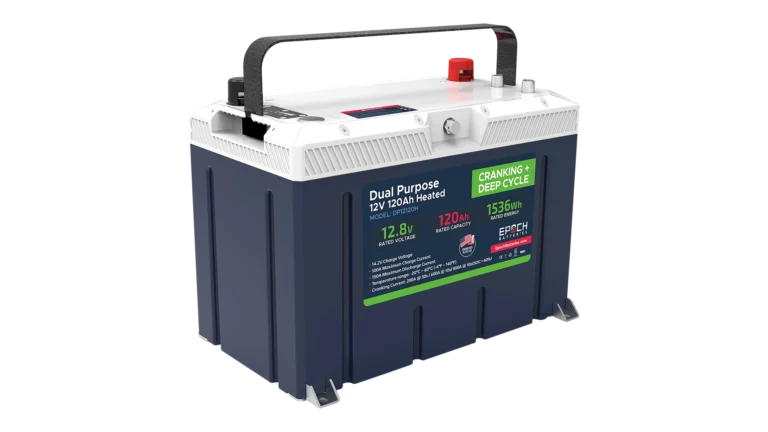 Epoch 12V 120Ah 1.54kWh Pro Cranking & Deep Cycle LiFePO4 Battery, Group 27 Heated and Bluetooth Lithium Battery