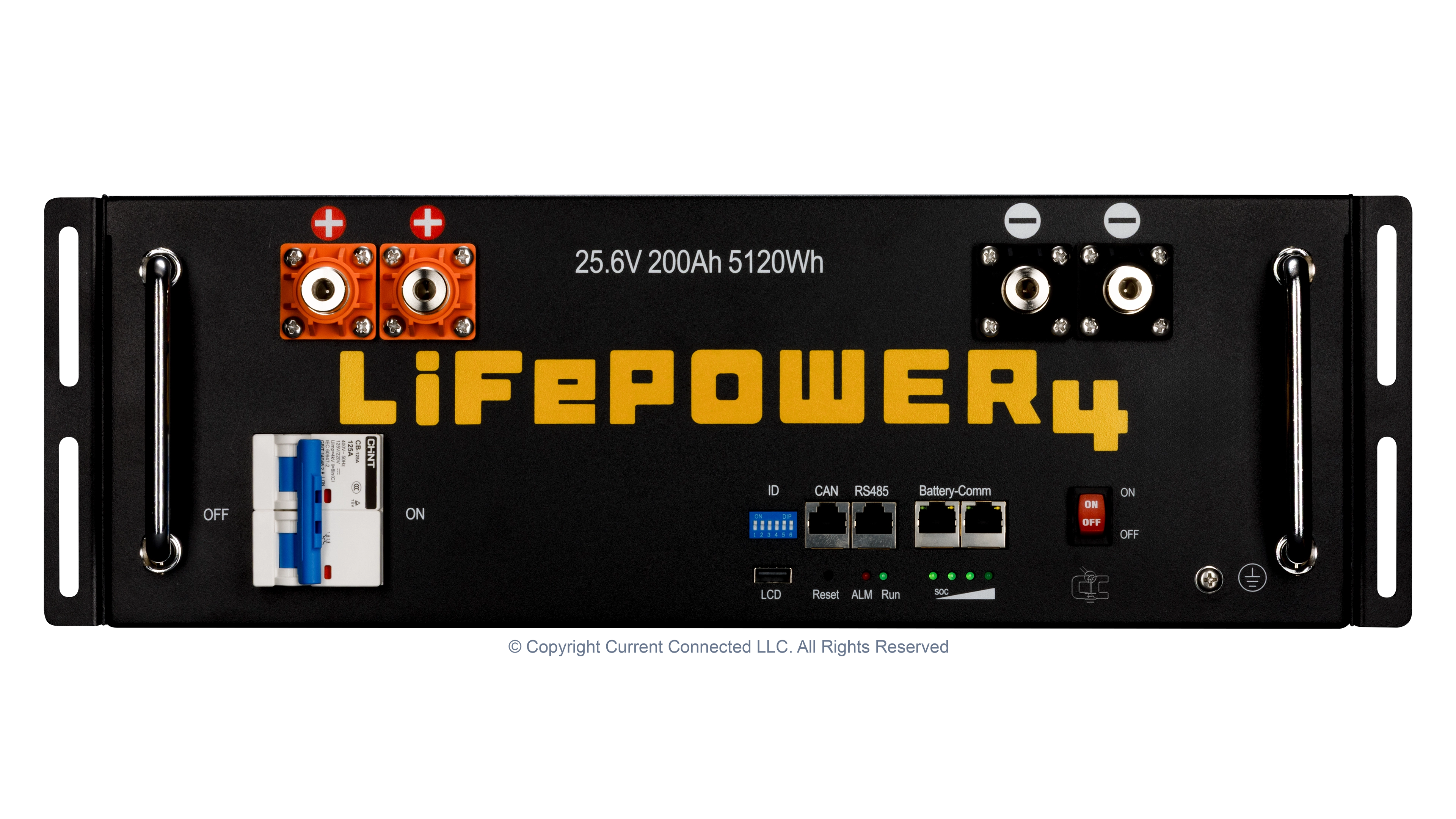 EG4 Lifepower4 24V Front High quality photo of the EG4 Lifepower4 24V Front View. Photographed by Current Connected