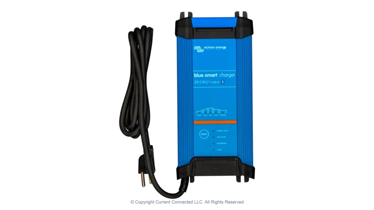High quality photo of the Victron - BPC241647102 - Blue Smart IP22 24V-16A Battery Charger - Top View. Photographed by Current Connected
