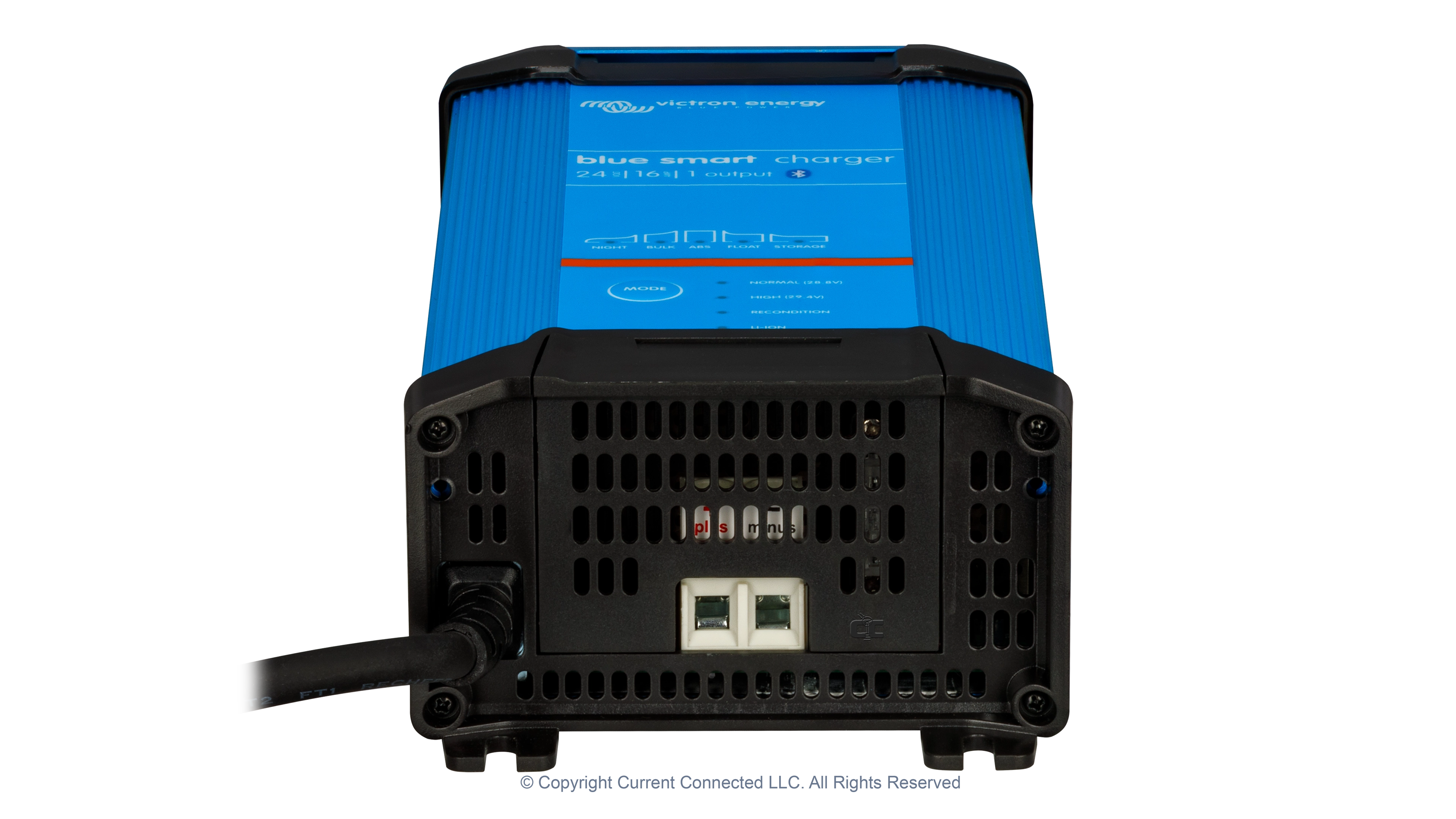 Victron - BPC241647102 - Blue Smart IP22 24V-16A Battery Charger - Connection View High quality photo of the Victron - BPC241647102 - Blue Smart IP22 24V-16A Battery Charger - Connection View. Photographed by Current Connected
