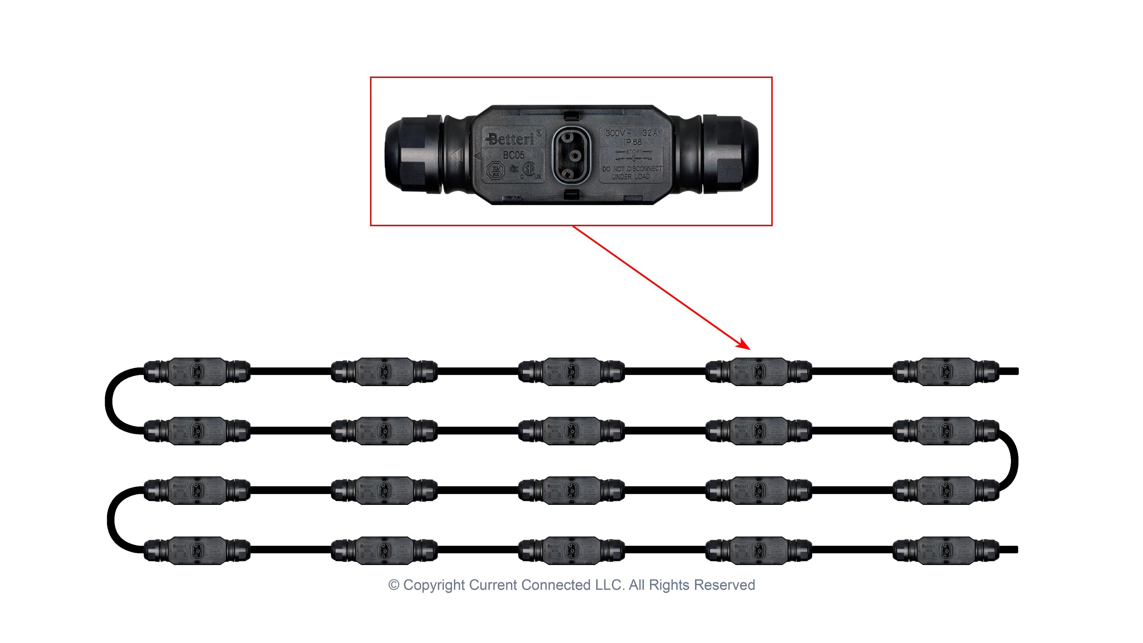 High quality photo of the Aptos - 1504016 - AC Trunk Cable 12G AC TRUNK CABLE - 2.2M SPACING - Top View. Photographed by Current Connected