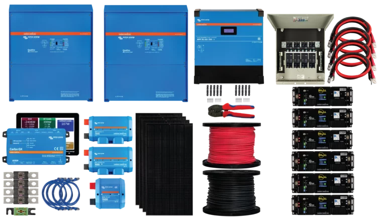 A high quality photo of the 20kVA with MPPT, Panels, and 1 EG4 Batteries-01 - Kit. Photographed by Current Connected.