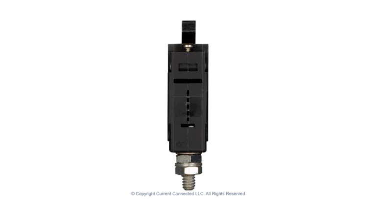 High quality photo of the Midnite Solar - MNEDC10 - 150VDC 120Vac Non-Polarized Panel Mount Breakers 10A bottom view. Photographed by Current Connected.