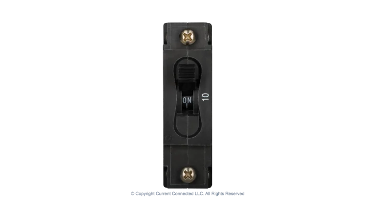 High quality photo of the Midnite Solar - MNEDC10 - 150VDC 120Vac Non-Polarized Panel Mount Breakers 10A front view. Photographed by Current Connected.