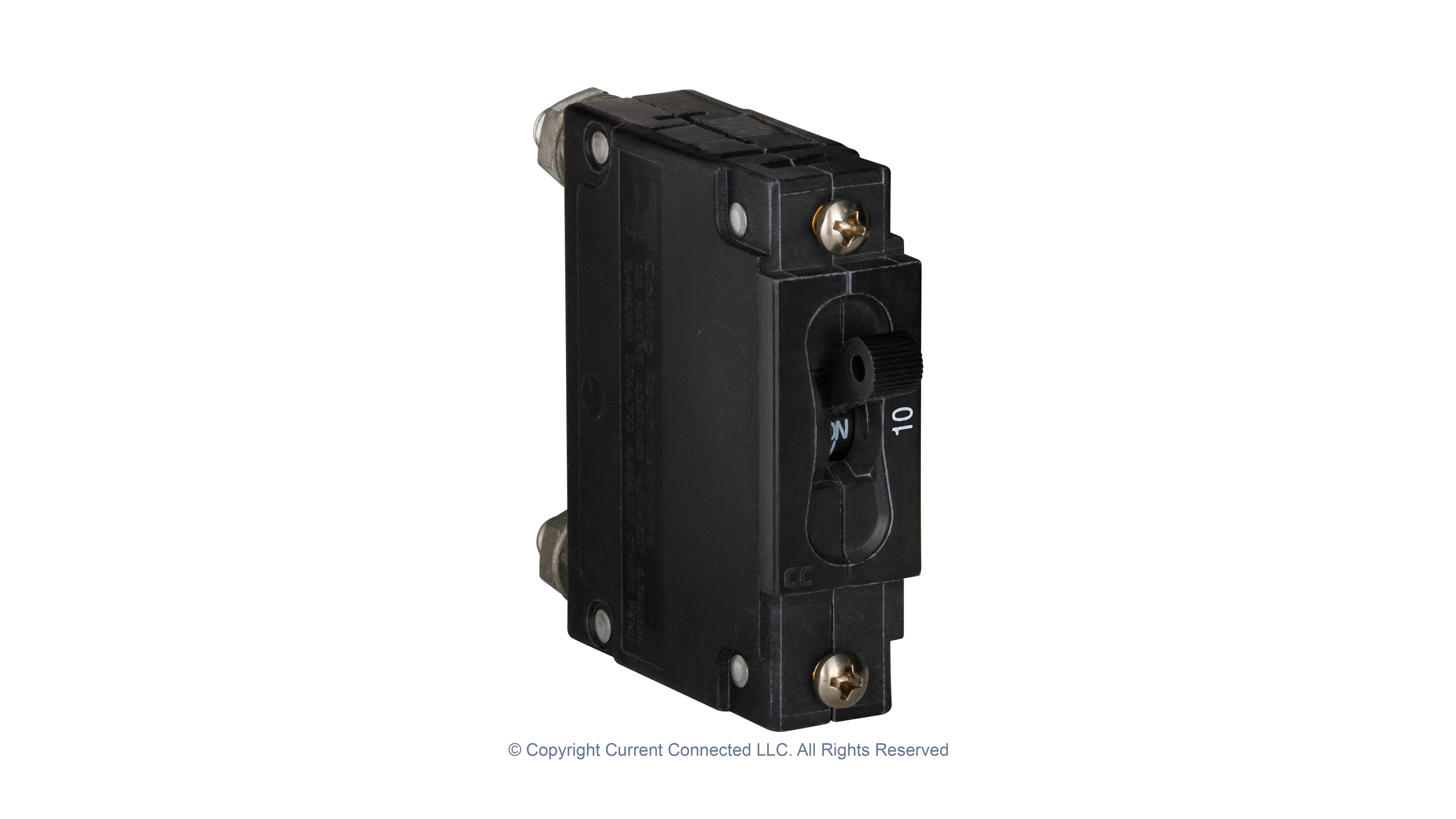 High quality photo of the Midnite Solar - MNEDC10 - 150VDC 120Vac Non-Polarized Panel Mount Breakers 10A. Photographed by Current Connected.