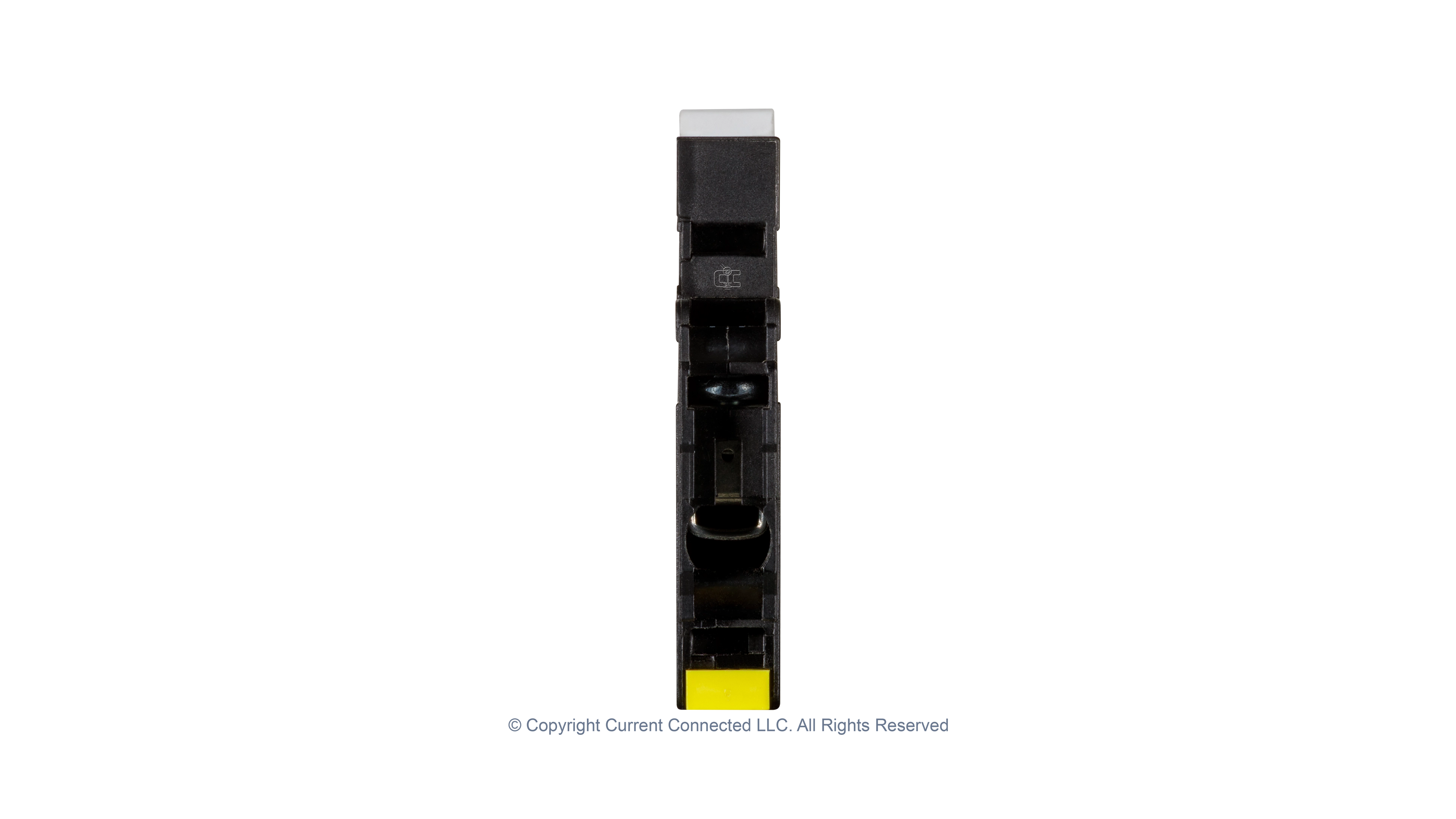 High quality photo of the Midnite Solar - MNEPV2 - 150Vdc Din-Rail Mount Polarized Circuit Breaker 2A - Bottom End View. Photographed by Current Connected