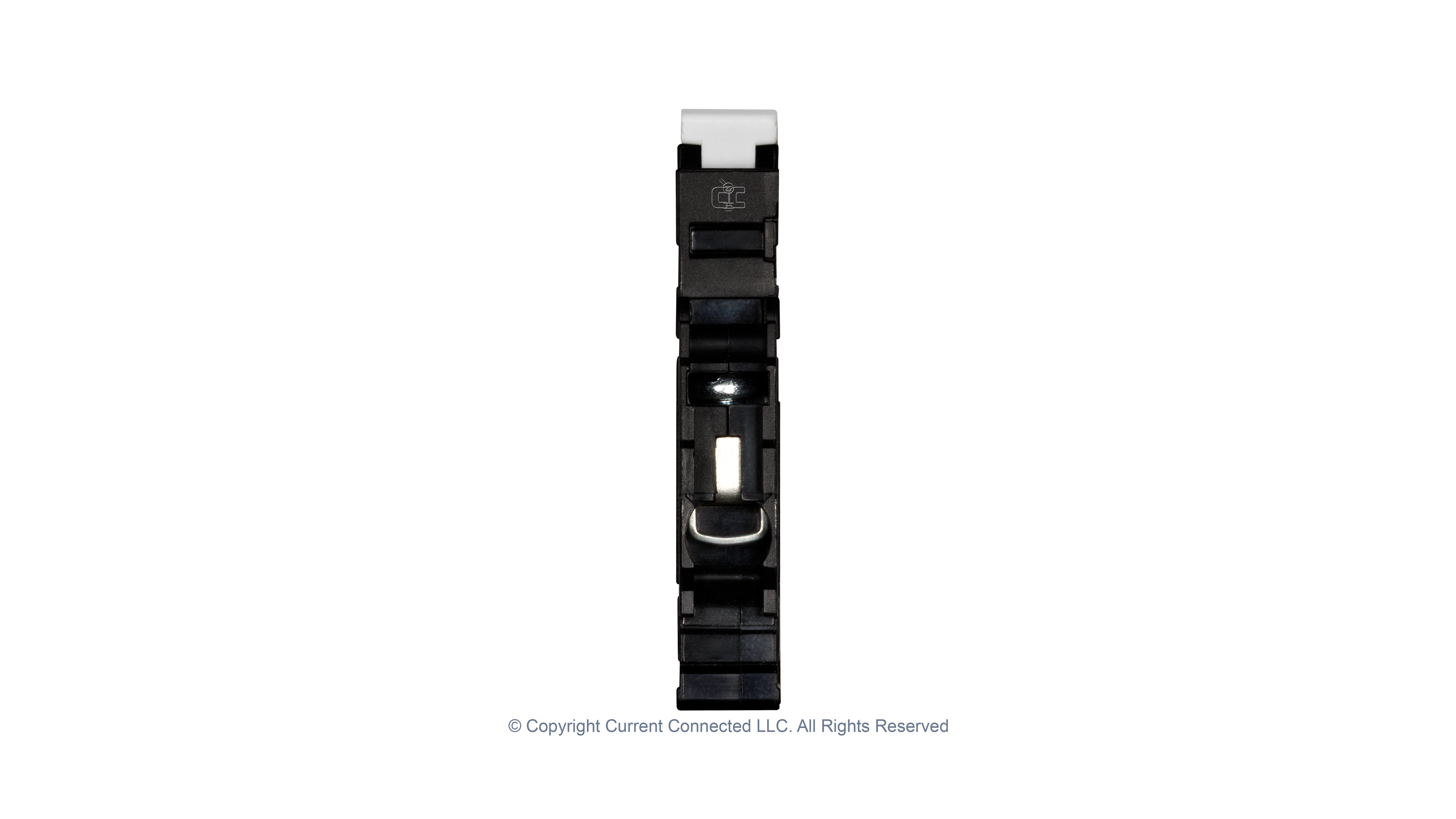 High quality photo of the Midnite Solar - MNEPV2 - 150Vdc Din-Rail Mount Polarized Circuit Breaker 2A - Top End View. Photographed by Current Connected