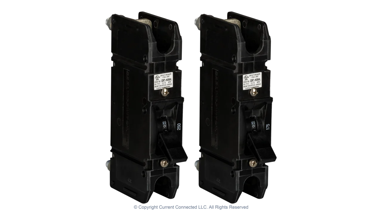 High quality photo of the Midnite Solar - MNEDC175 and MNEDC250 - MNEDC 175A and MNEDC 250A Breaker - Top Angle View. Photographed by Current Connected