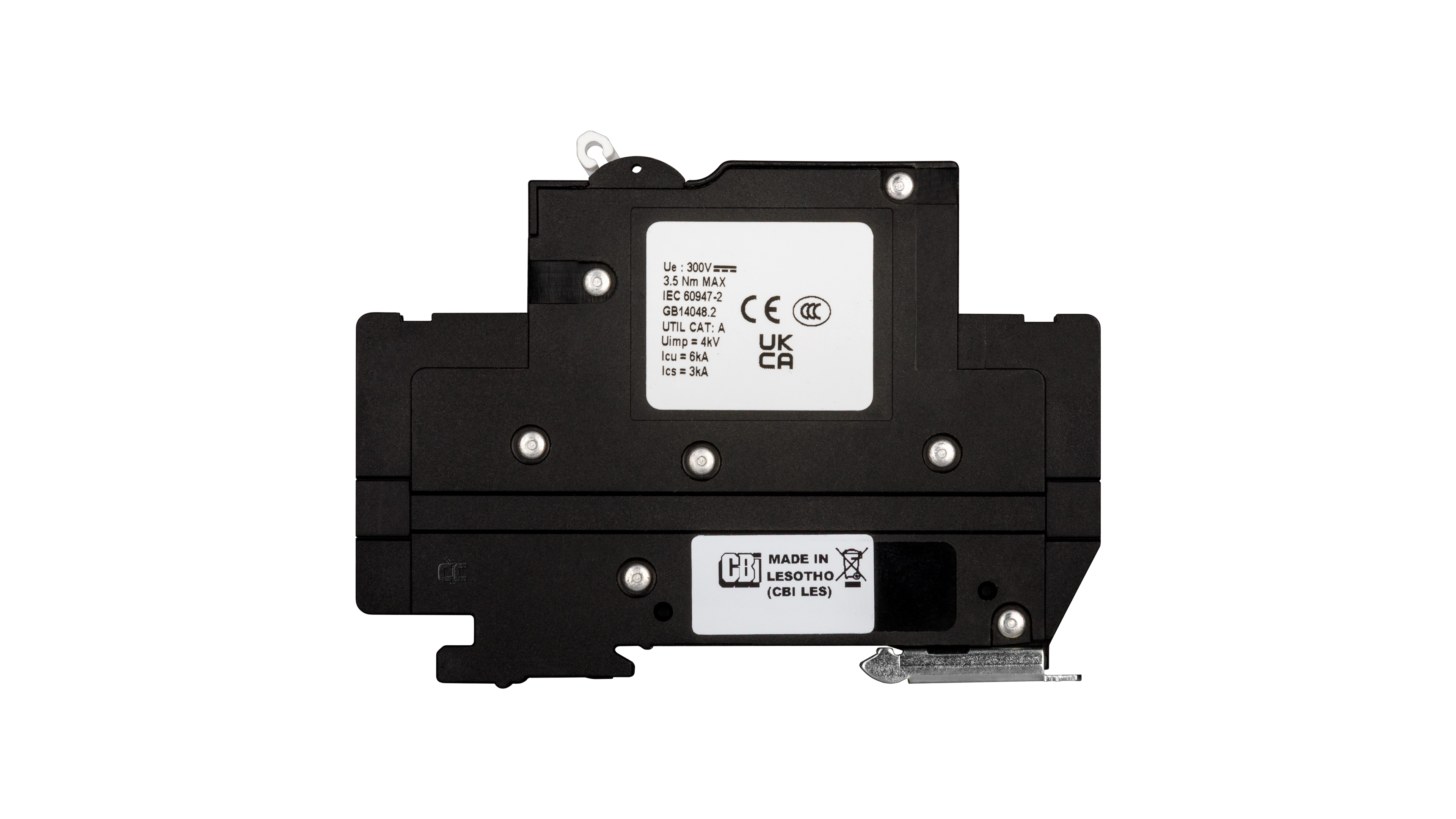 High quality photo of theMidnite Solar - MNEPV20-300-1PP - MidNite Solar MNEPV 300Vdc Din-Rail Mount Polarized Breakers 20A - Side View . Photographed by Current Connected
