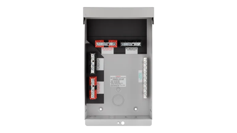 High quality photo of the Midnite Solar - MNTRANSITION - Transition Box - Internal View. Photographed by Current Connected