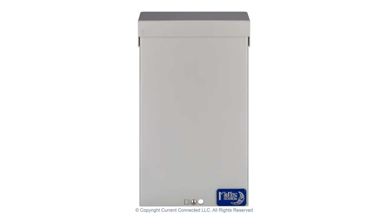 High quality photo of the Midnite Solar - MNTRANSITION - Transition Box - Front View. Photographed by Current Connected
