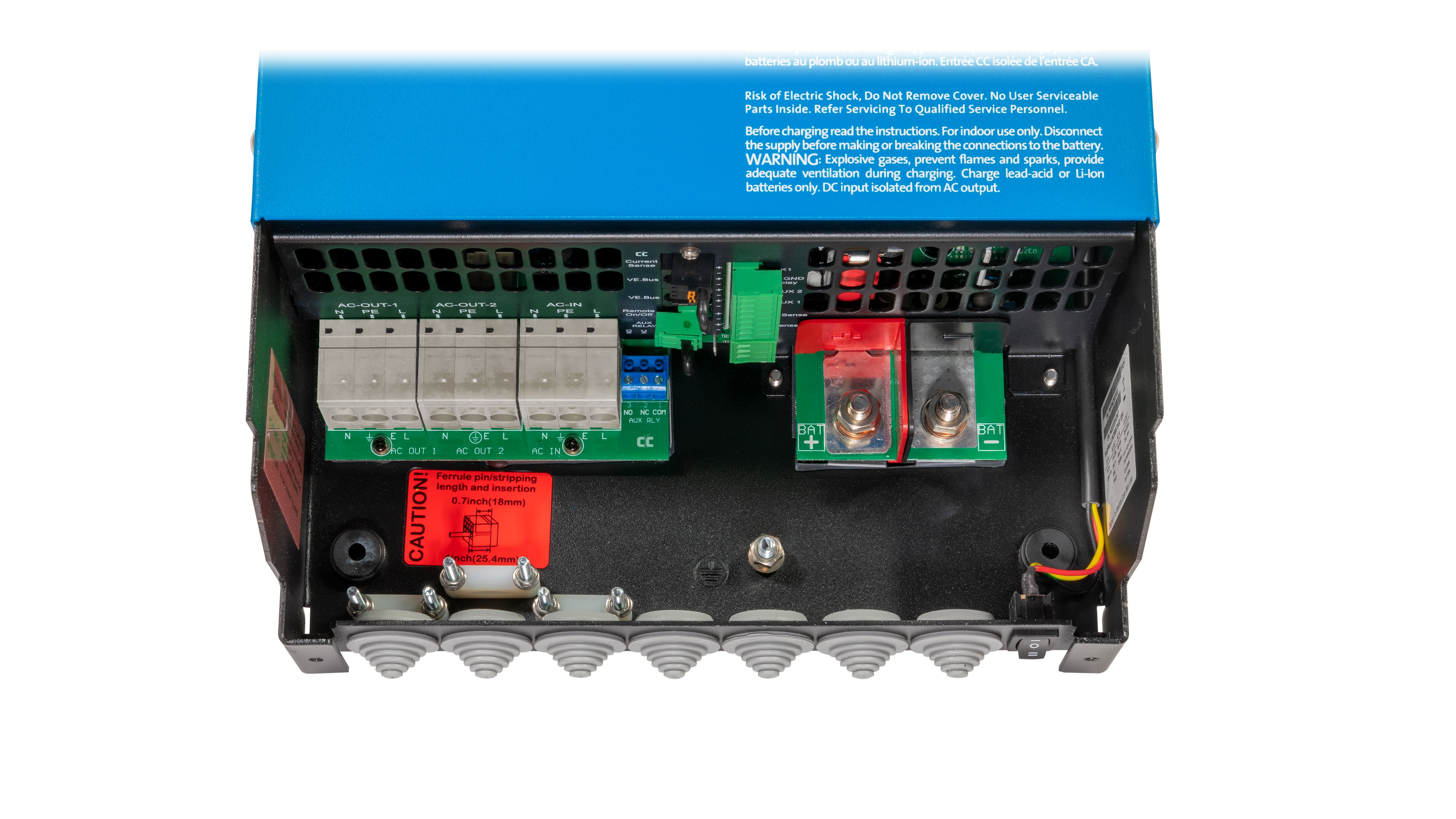 Victron Energy 48V MultiPlus-II 5kVA 120V Inverter 70A Charger. This is a Internal view display of the inverter by Victron Energy with no background.