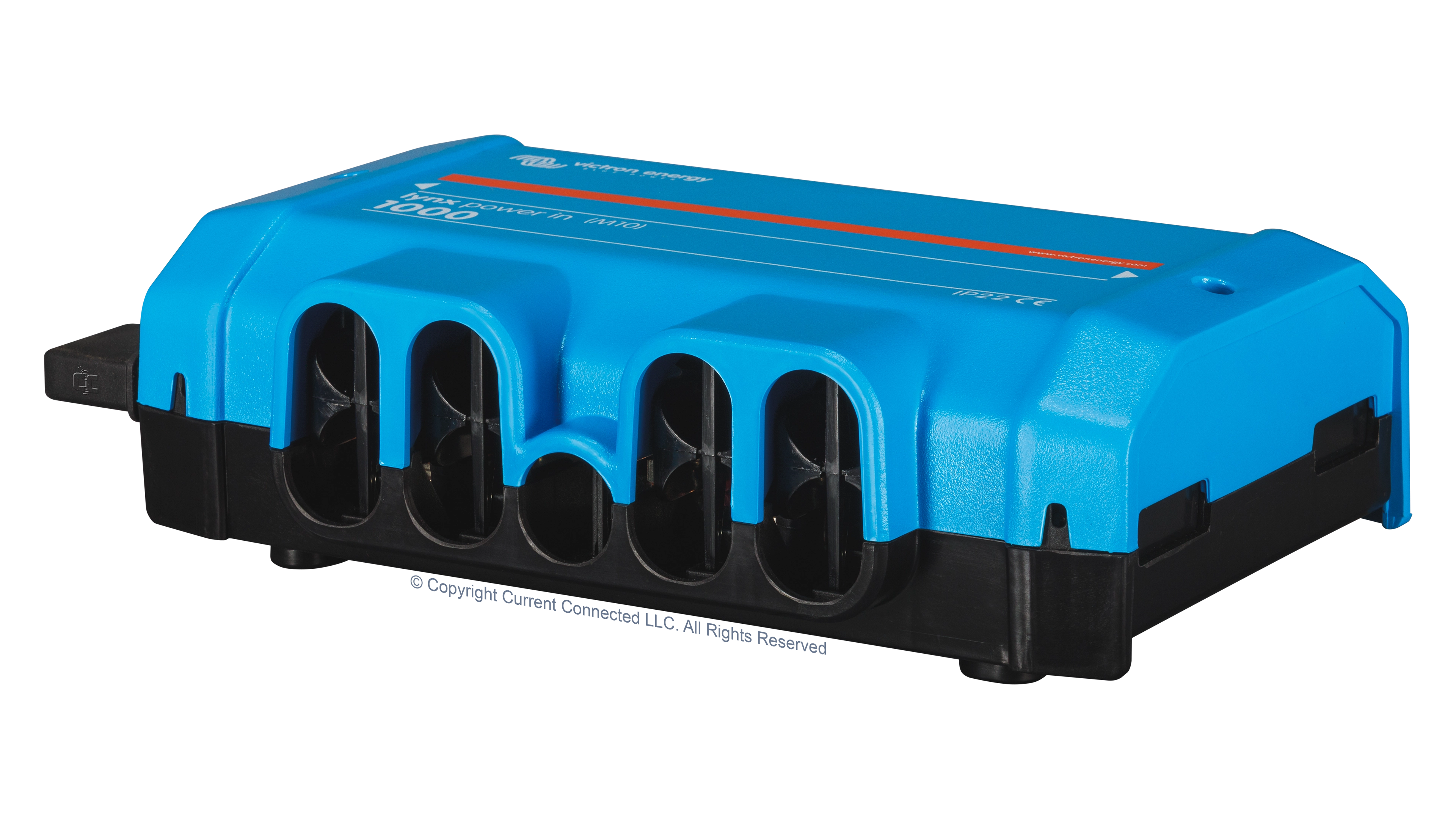 High quality photo of the Victron - LYN020102010 - Lynx Power In - Power Distribution System M10 - Angled Right View. Photographed by Current Connected