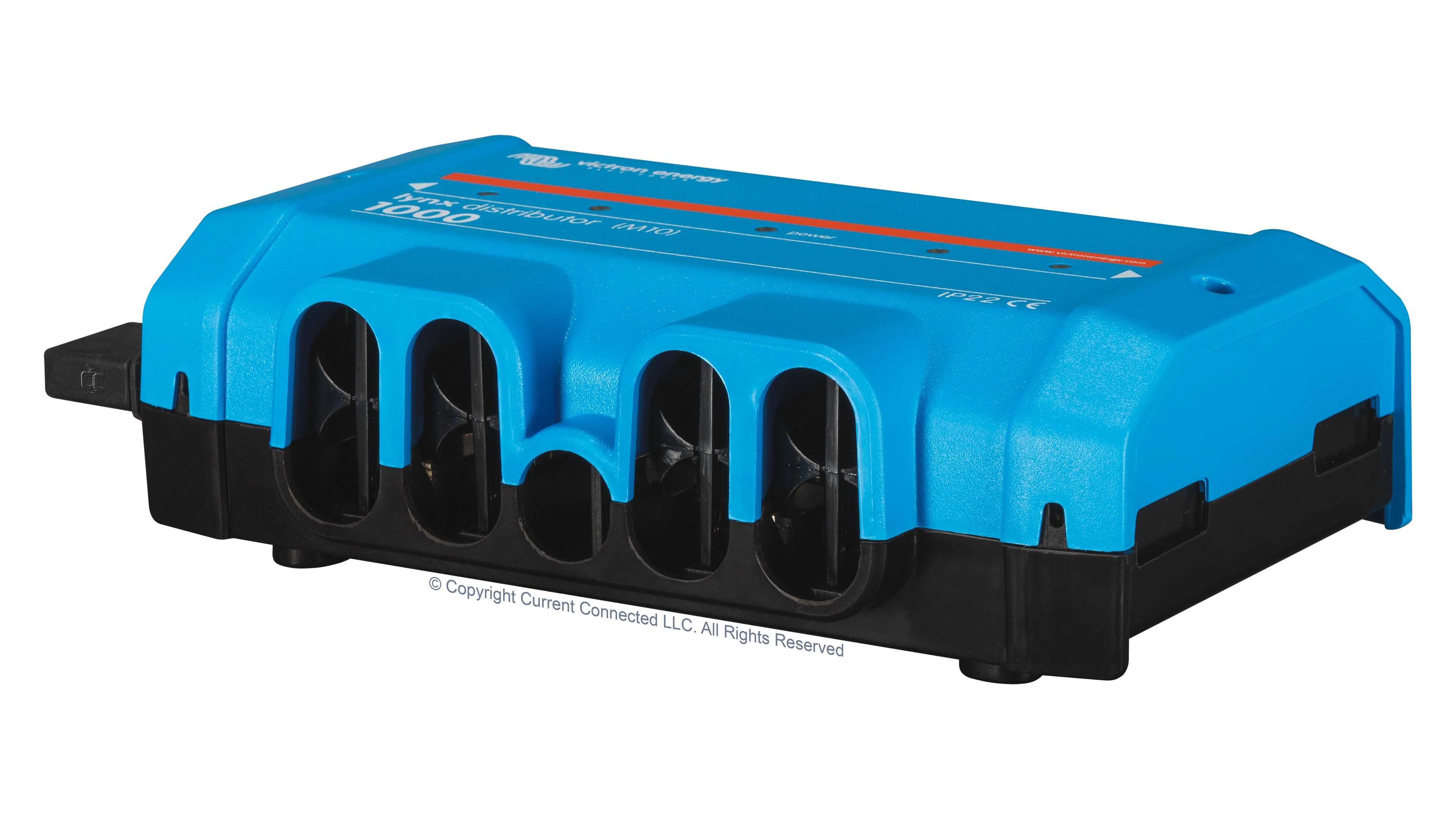 High quality photo of the Victron - LYN060102010 - Lynx Distributor - Power Distribution System M10 - Angled Right View. Photographed by Current Connected