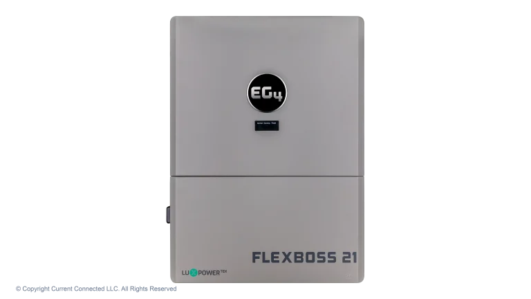 High quality photo of the EG4 - EG4B3S1GBBRKR90AV1 - FlexBOSS21 Hybrid Inverter - Front View. Photographed by Current Connected