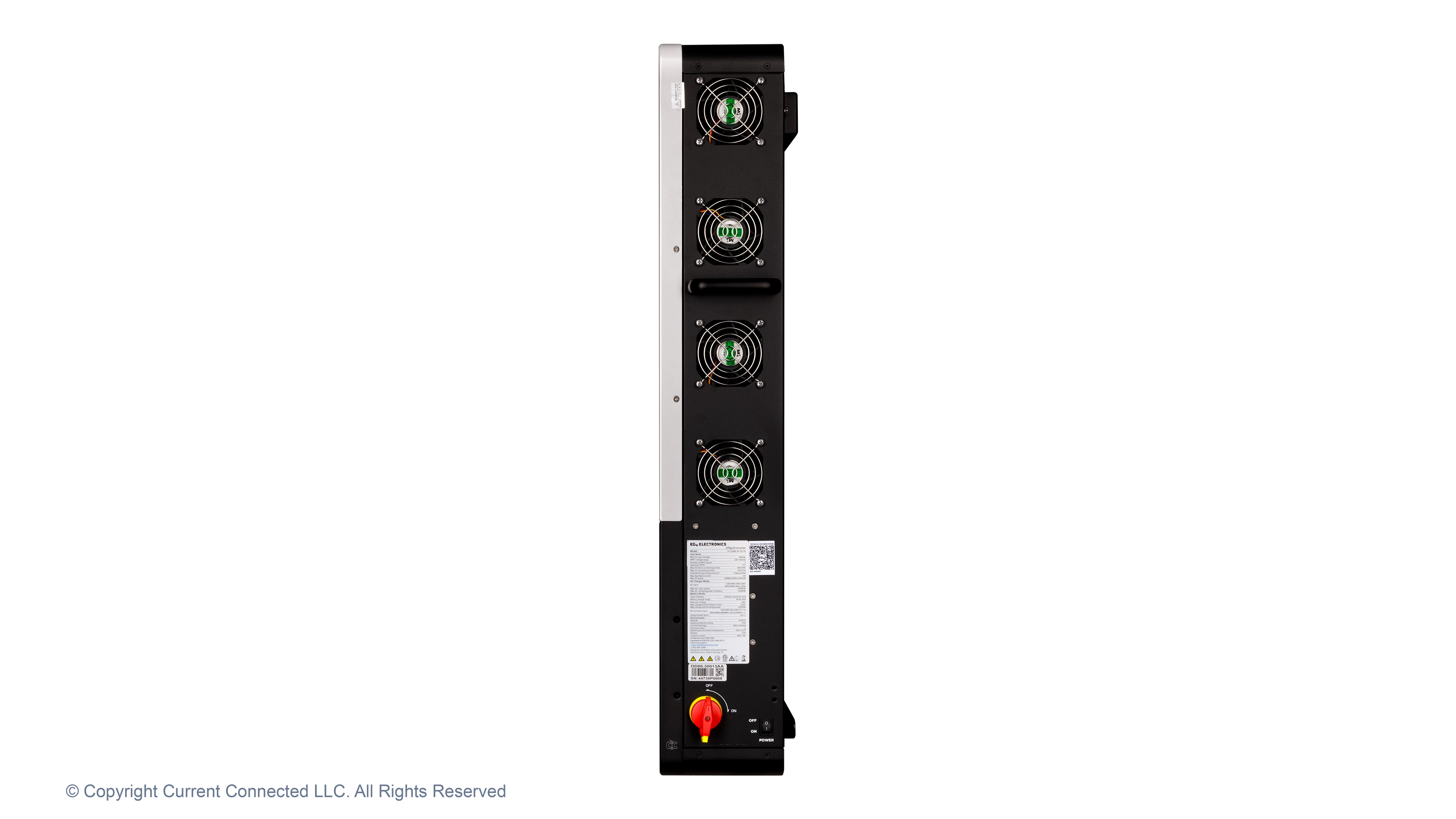 EG4 - EG412000XPV1 - 48V Off-Grid All-In-One - Right View High quality photo of the EG4 - EG412000XPV1 - 48V Off-Grid All-In-One - Right View. Photographed by Current Connected