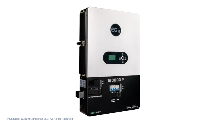 High quality photo of the EG4 - EG412000XPV1 - 48V Off-Grid All-In-One - Angled Left View. Photographed by Current Connected