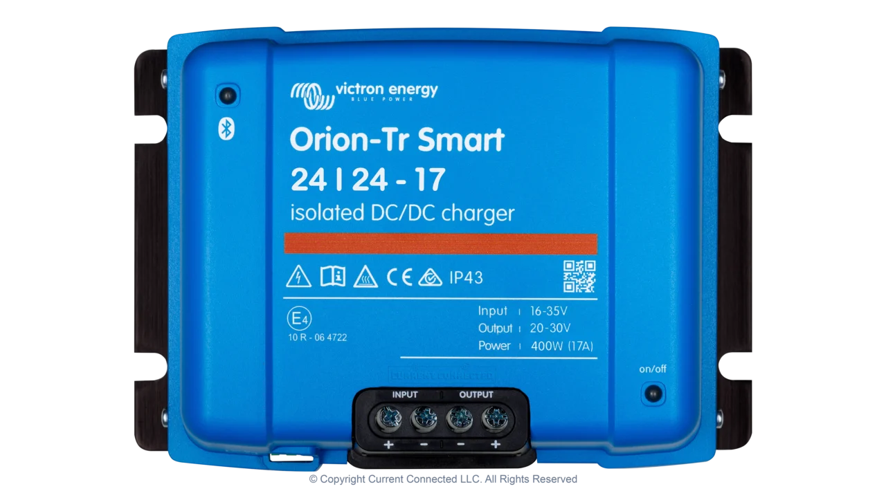 High quality photo of the Victron - ORI242440120 - Orion-TR Smart Isolated DC-DC Battery Charger - 24v 24v-17a - Top View. Photographed by Current Connected