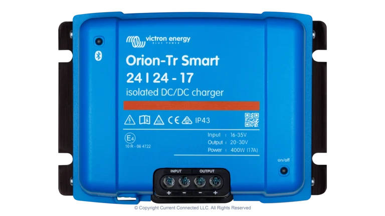 High quality photo of the Victron - ORI242440120 - Orion-TR Smart Isolated DC-DC Battery Charger - 24v 24v-17a - Top View. Photographed by Current Connected