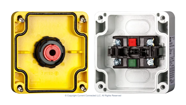 High quality photo of the IMO - BG10P34-11 - Emergency Stop Button/Twist Release 500VAC 1NO +1NC Internal View. Photographed by Current Connected