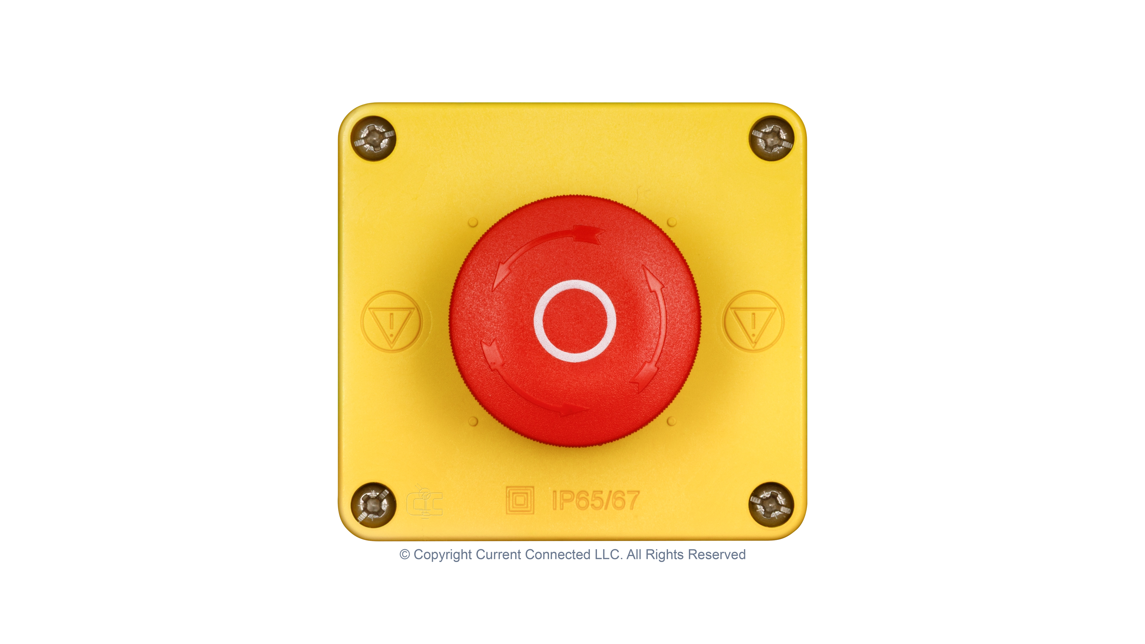 High quality photo of the IMO - BG10P34-11 - Emergency Stop Button/Twist Release 500VAC 1NO +1NC Top View. Photographed by Current Connected