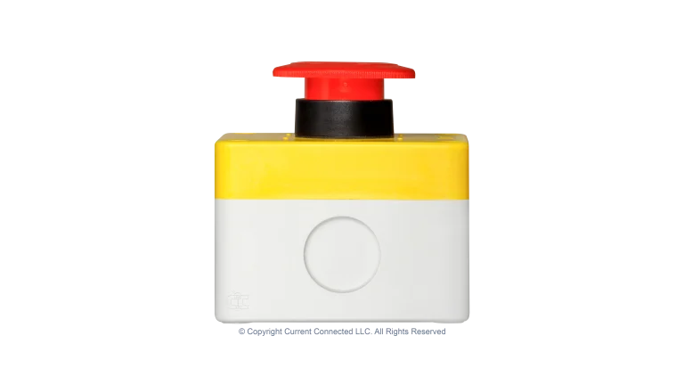 High quality photo of the IMO - BG10P34-11 - Emergency Stop Button/Twist Release 500VAC 1NO +1NC Side View. Photographed by Current Connected