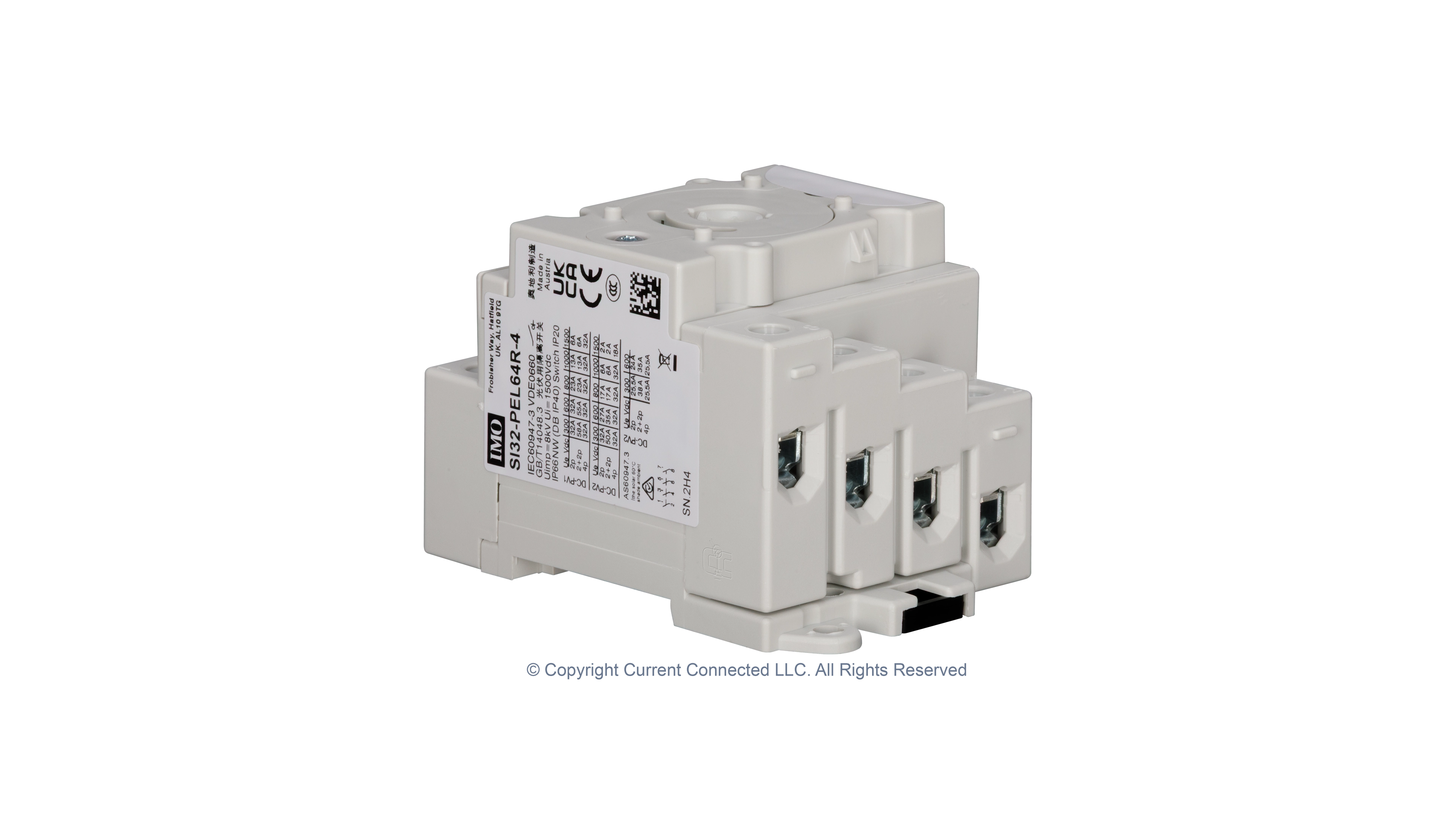 IMO DC Disconnect Rooftop Isolator Switch 4 Pole - 2 String Internal Switch High quality photo of the IMO DC Disconnect Rooftop Isolator Switch 4 Pole - 2 String Internal Switch. Photographed by Current Connected.