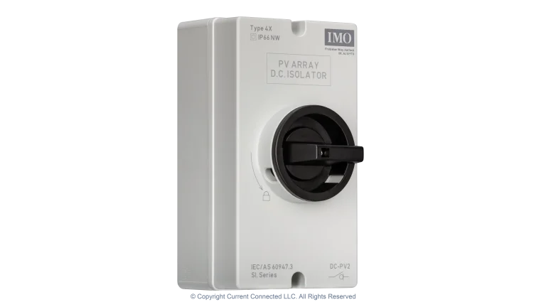 High quality photo of the IMO DC Disconnect Rooftop Isolator Switch 4 Pole - 2 String ISO. Photographed by Current Connected.